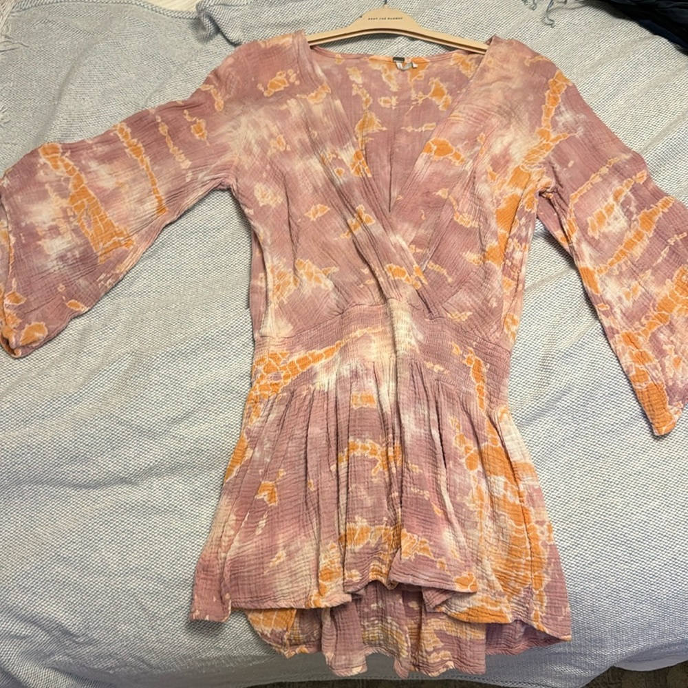 Young, Fabulous, and Broke tie-dye mini dress with smocking